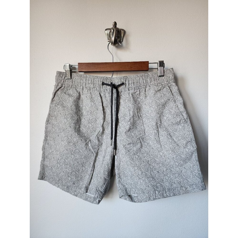 Cotton On gray white paisley beach drawstring shorts S